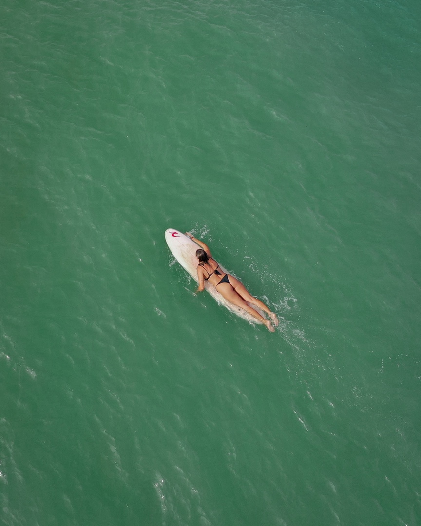 paddling out, seen from above